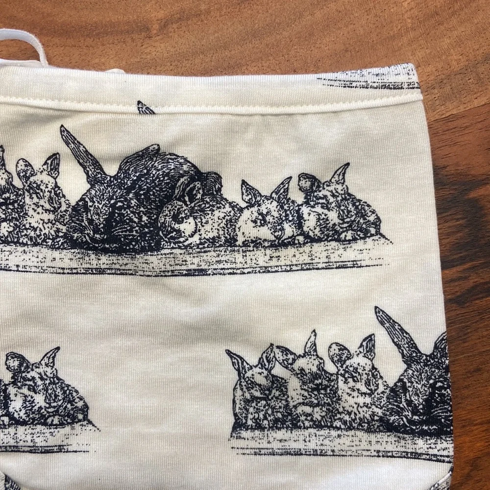 Kate Quinn cream & black baby bib organic bandana bunnies one size baby